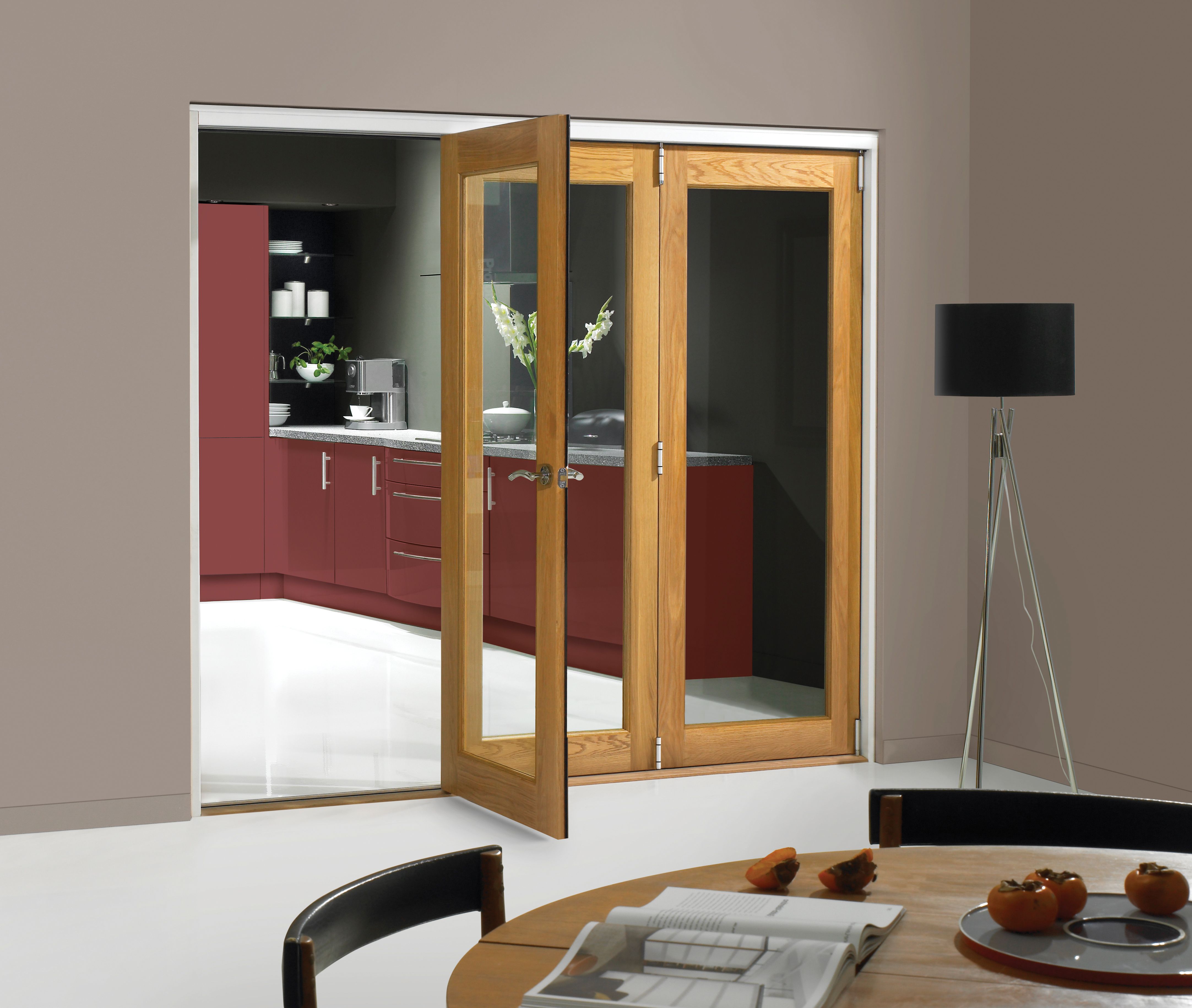 JCI Internal 1 Lite Oak Bi-Fold Door Set - 1790mm
