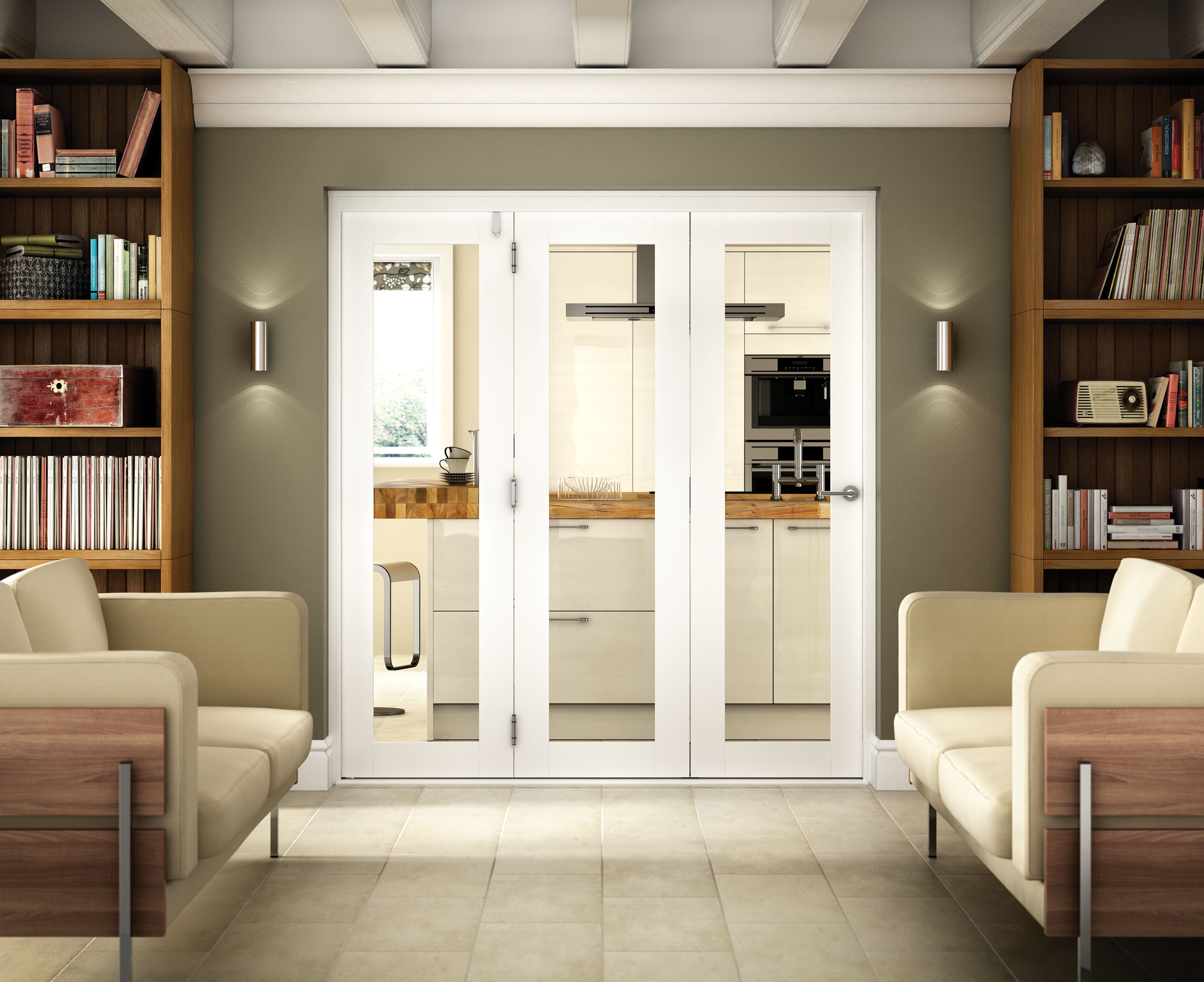 JCI Internal 1 Lite White Bi-Fold Door Set - 1790mm