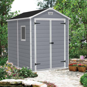 Keter Manor Grey Double Door Outdoor Apex Garden Storage Shed - 6 x 8ft