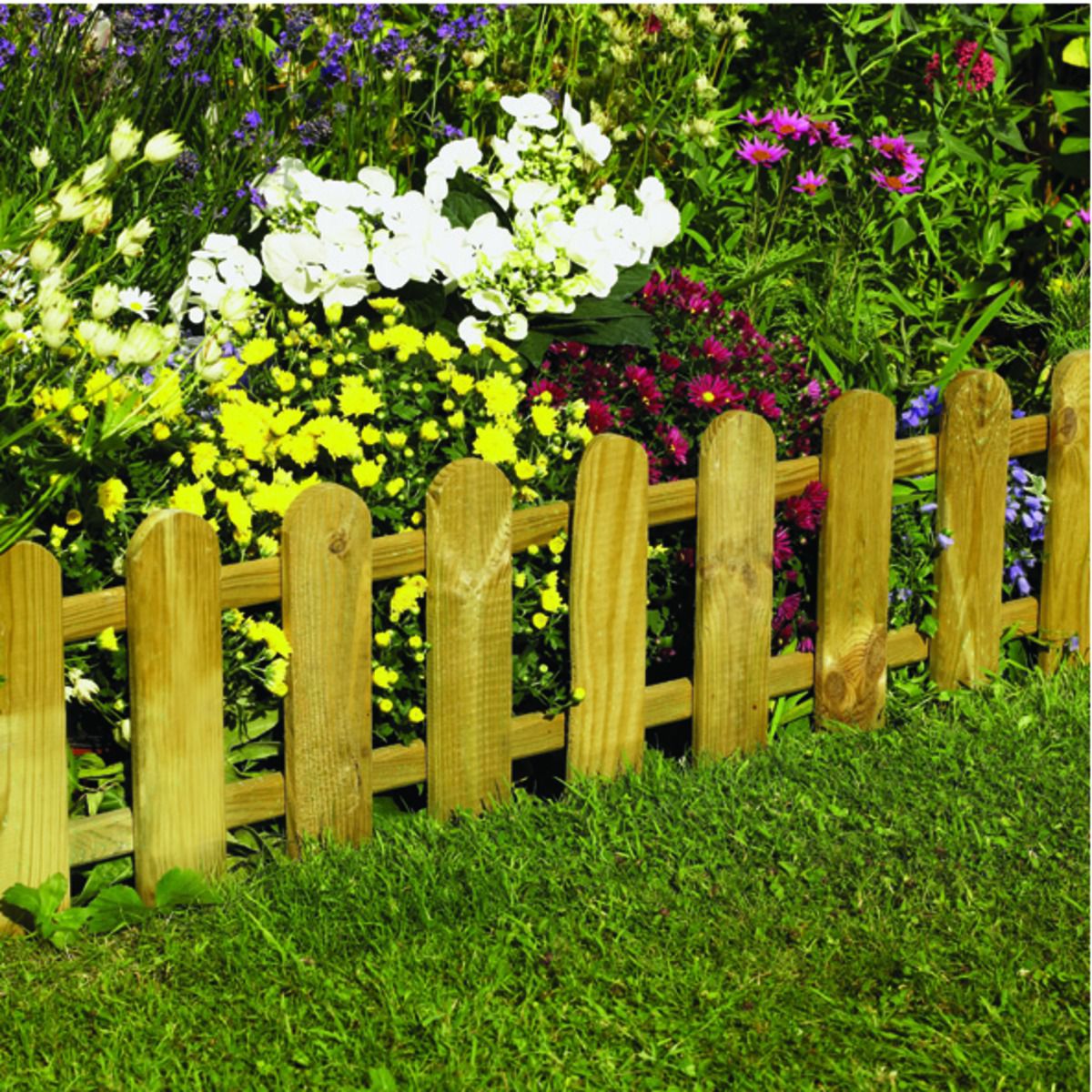 Forest Garden Timber Picket Fence Style Border Edging - 280 x 1100mm
