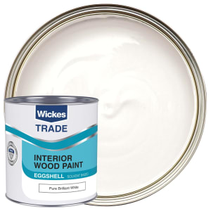 Wickes Trade Eggshell Wood & Metal Paint - Pure Brilliant White - 1L
