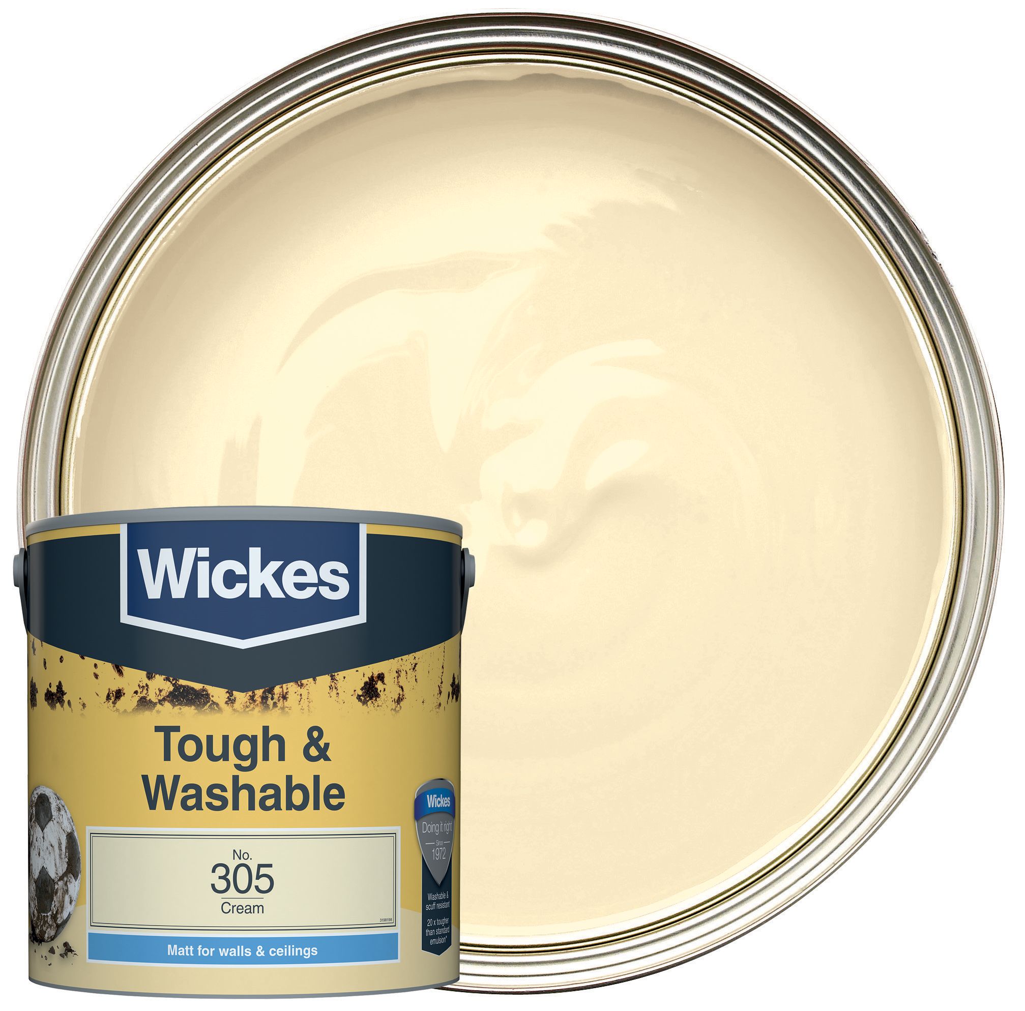 Wickes Tough & Washable Matt Emulsion Paint - Cream No.305 - 2.5L