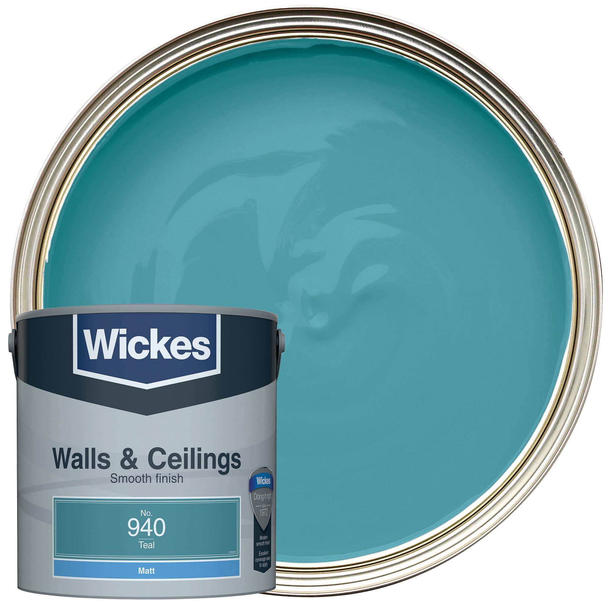 Wickes Vinyl Matt Emulsion Paint - Teal No.940 - 2.5L