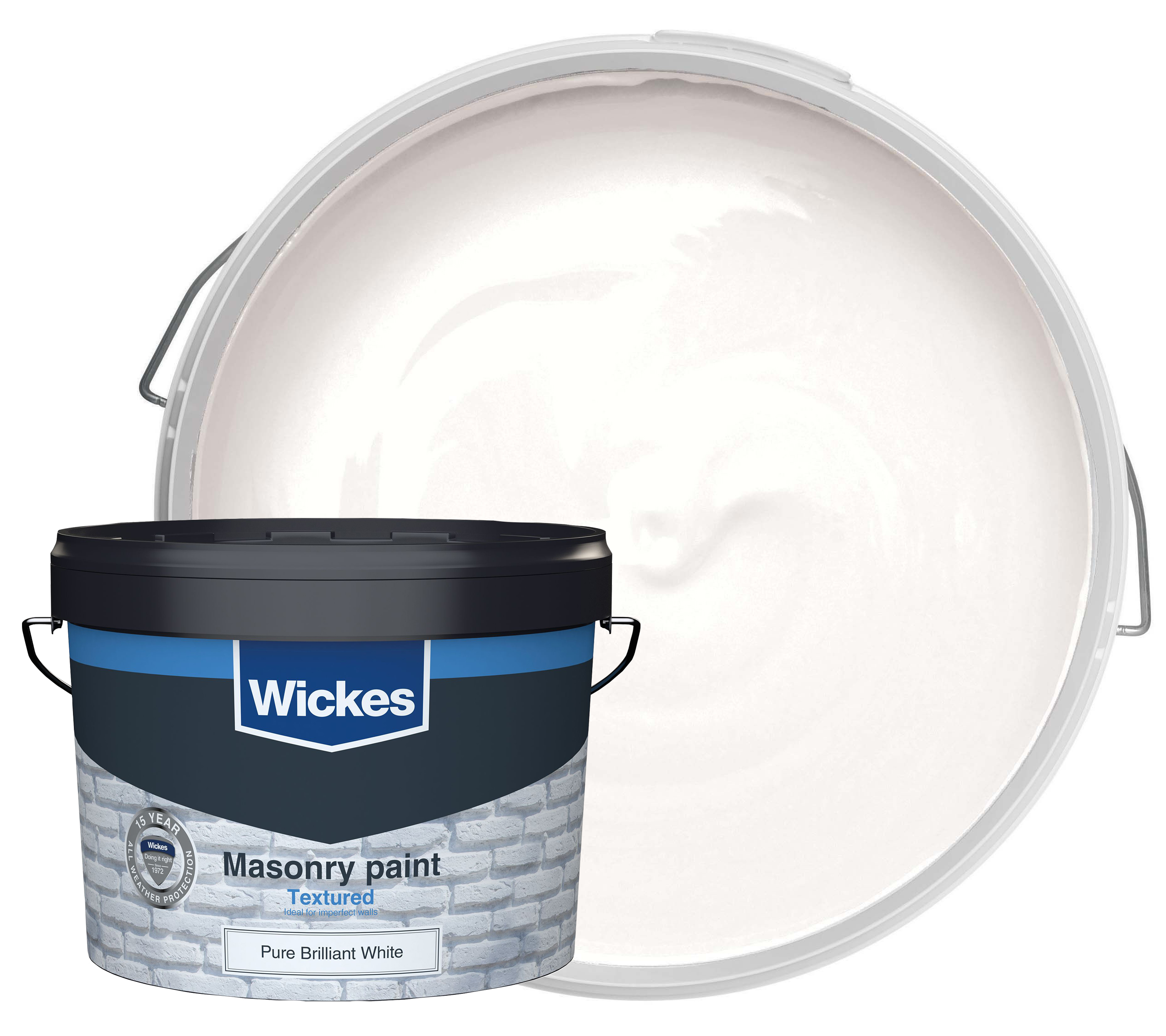 Wickes Textured Masonry Paint - Pure Brilliant White - 10L