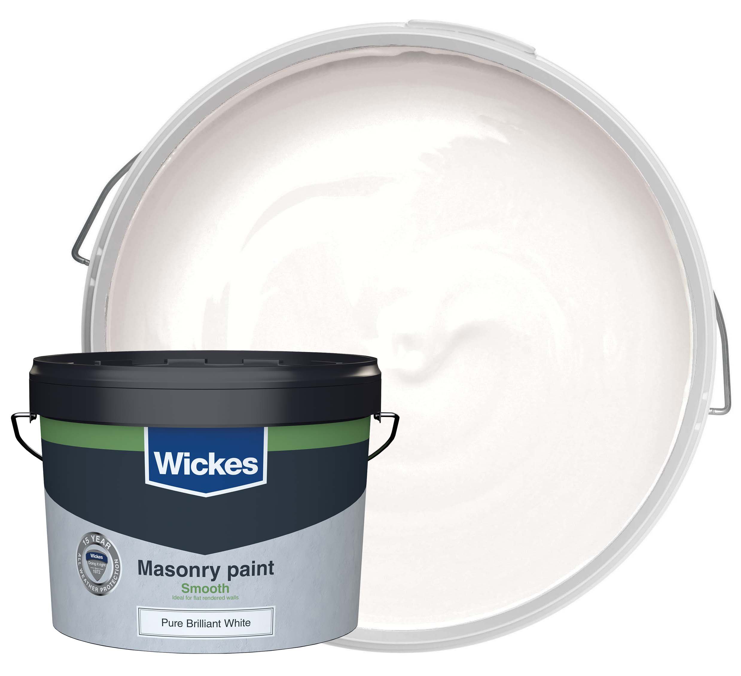 Wickes Smooth Masonry Paint - Pure Brilliant White - 10L
