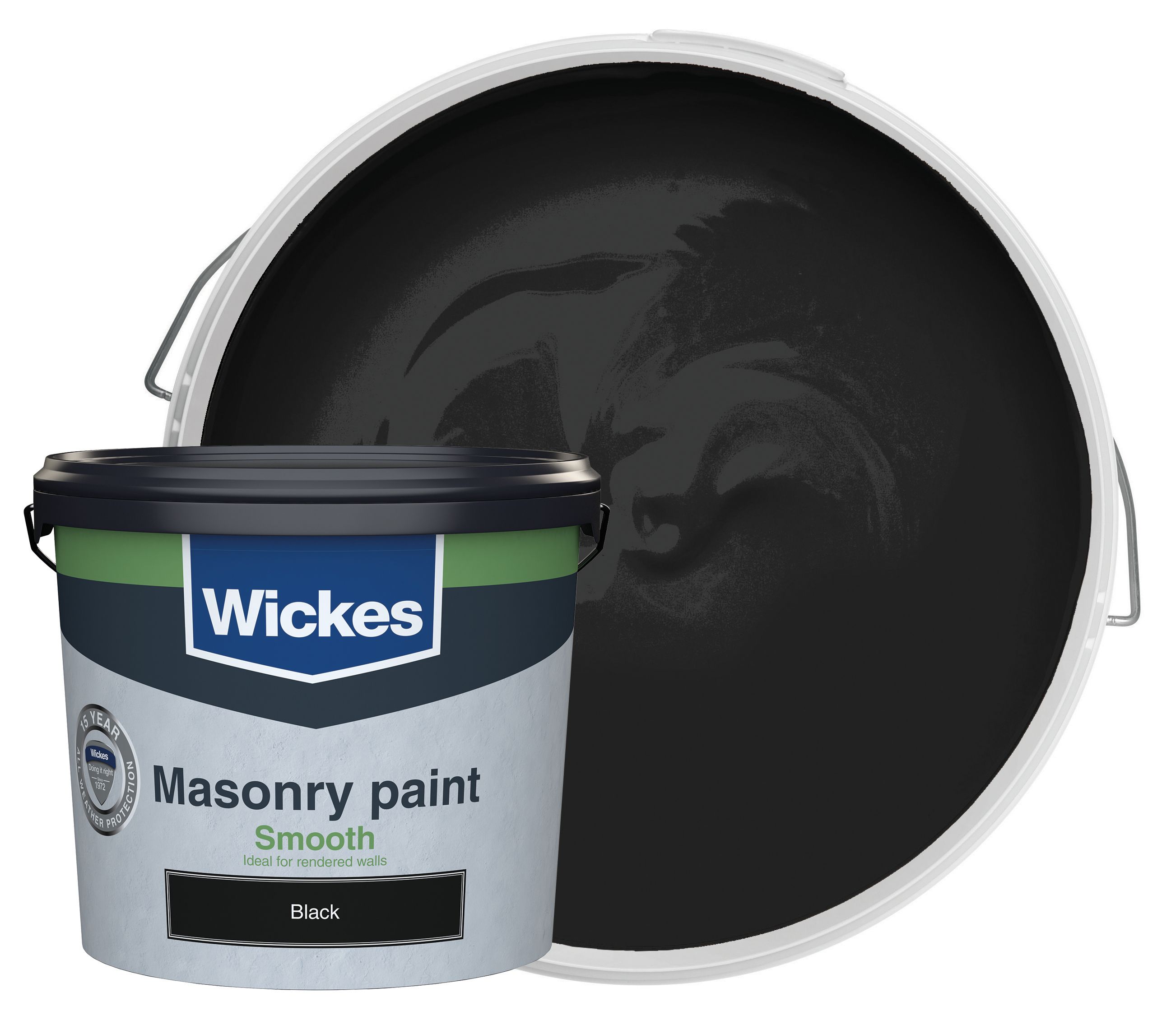 Wickes Smooth Masonry Paint - Black - 5L