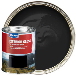 Wickes Exterior Gloss Paint - Black - 750ml