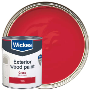 Wickes Exterior Gloss Paint - Poppy - 750ml