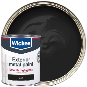 Wickes High Gloss Finish Metal Paint - Black - 750ml
