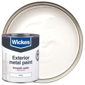 Wickes Smooth Satin Finish Metal Paint - White - 750ml