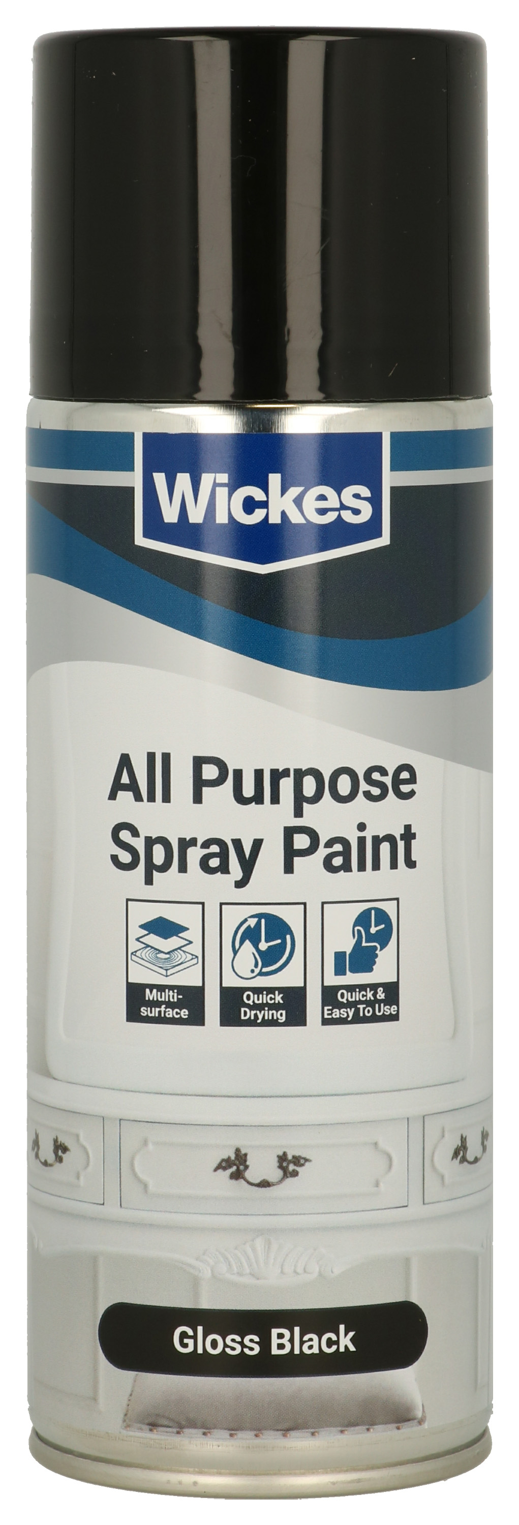Wickes All Purpose Black Gloss Spray Paint - 400ml