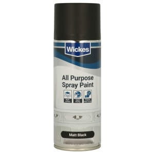 Wickes All Purpose Black Matt Spray Paint - 400ml
