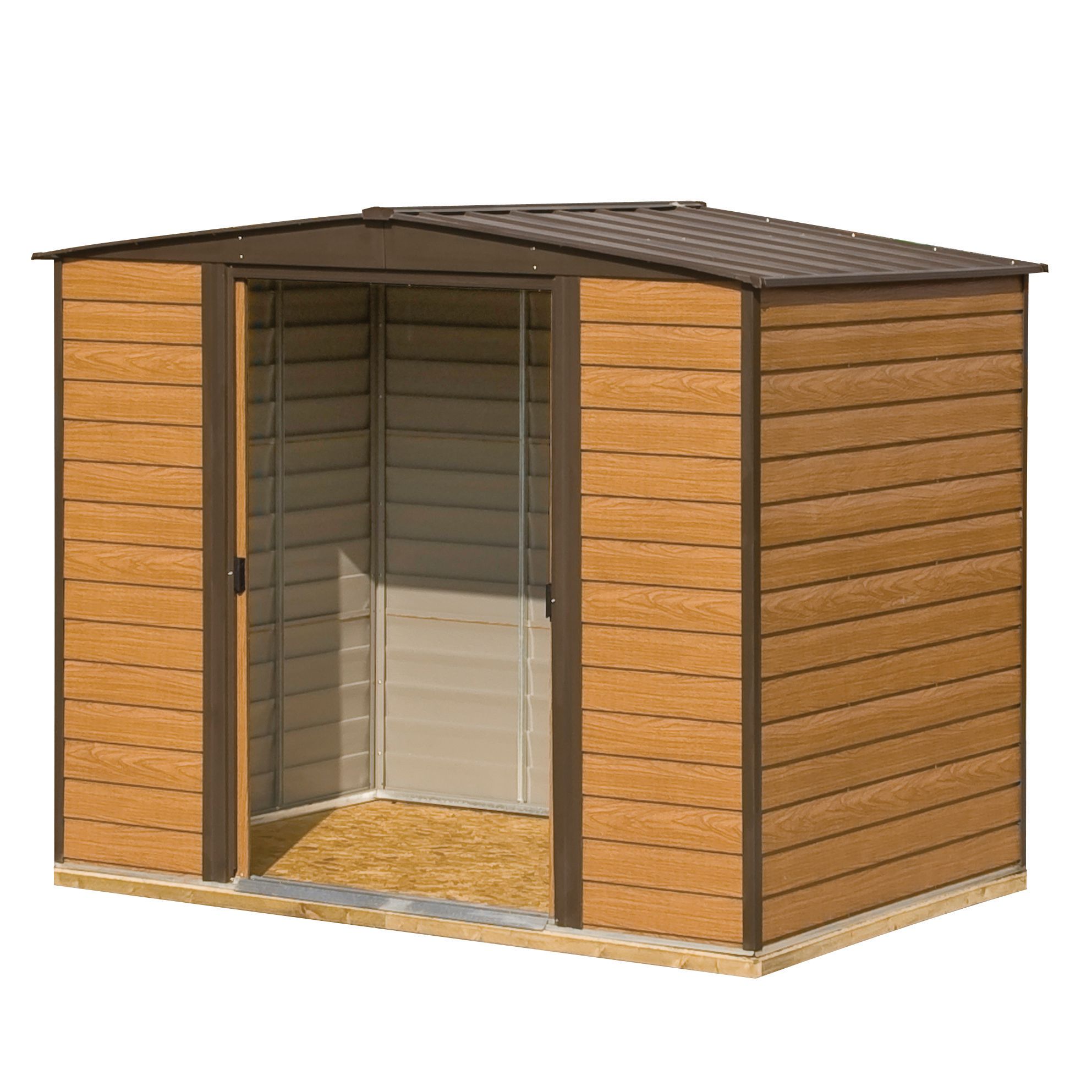 Rowlinson Woodvale Double Door Metal Apex Shed including Floor - 8 x 6ft