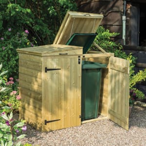 Rowlinson Large Timber Double Wheelie Bin Storage with Lifting Lid - 5 x 3ft