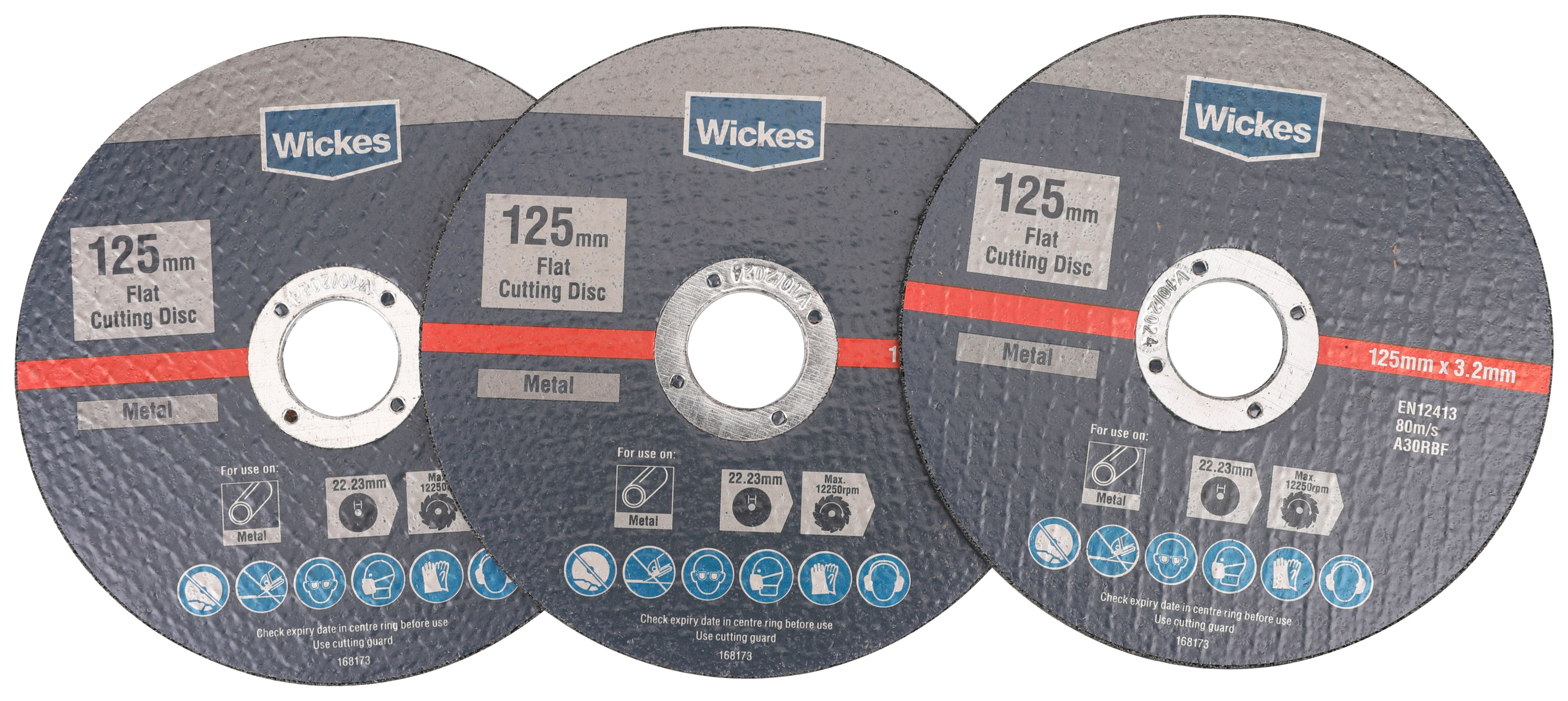Wickes Metal Flat Cutting Disc 125mm - Pack of 3