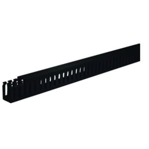 TTE Black Self-Adhesive Slotted Trunking - 38 x 25 x 2000mm