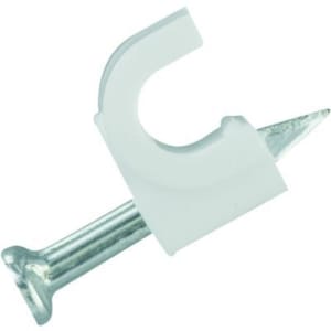 Deta White Round Cable Clips - 5-7mm - Pack of 50