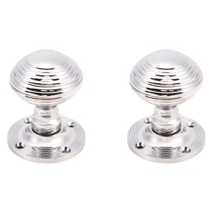 Ringed Mortice Door Knob Polished Chrome - 1 Pair