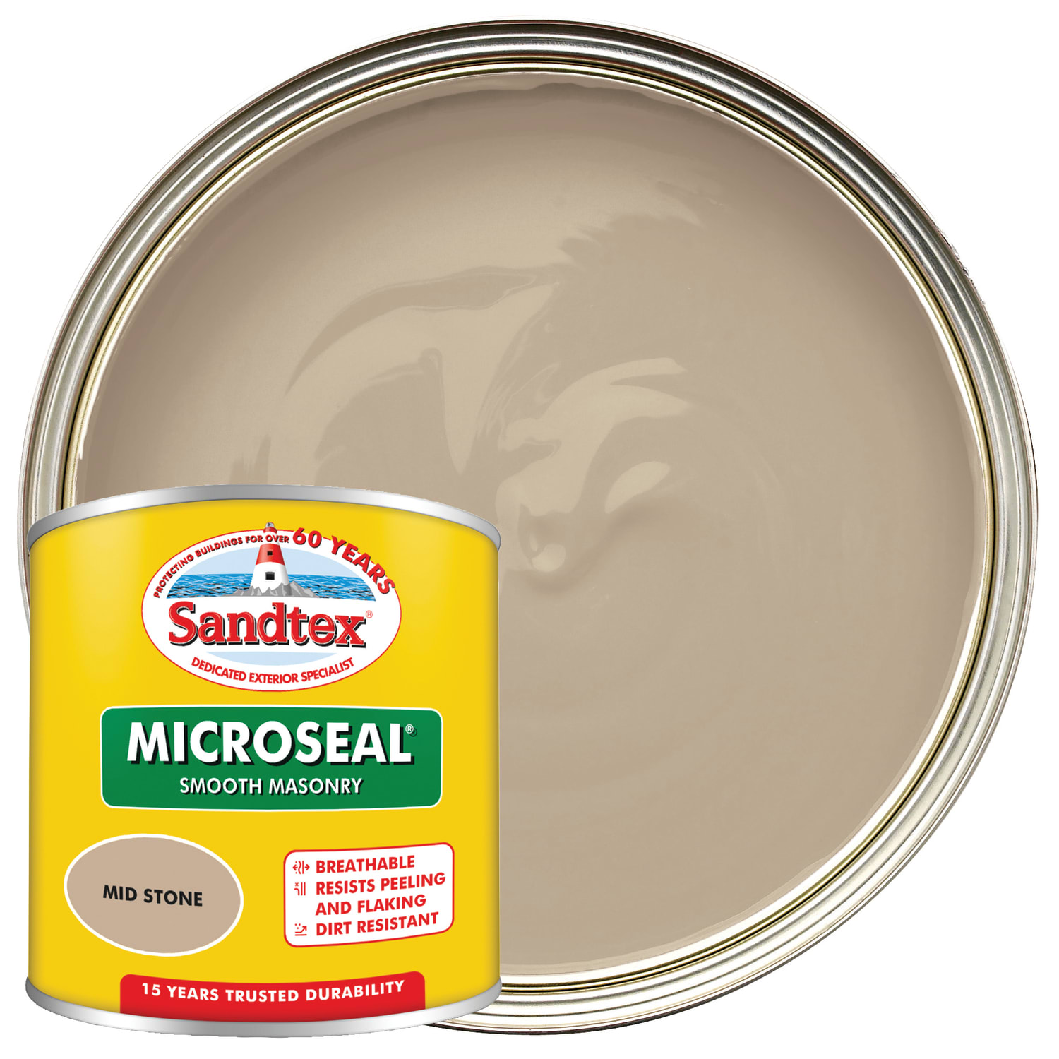 Sandtex Ultra Smooth Masonry Paint - Mid Stone - 150ml | Wickes.co.uk