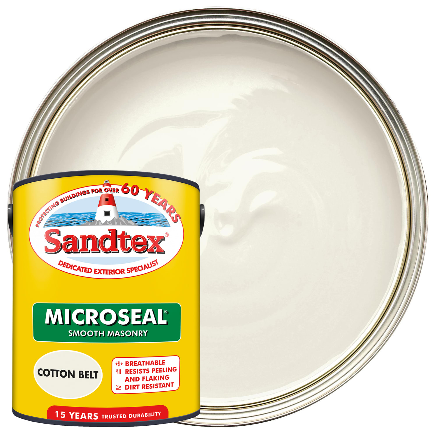Sandtex Microseal Ultra Smooth Weatherproof Masonry 15 Year Exterior Wall  Paint - Cotton Belt - 5L | Wickes.co.uk