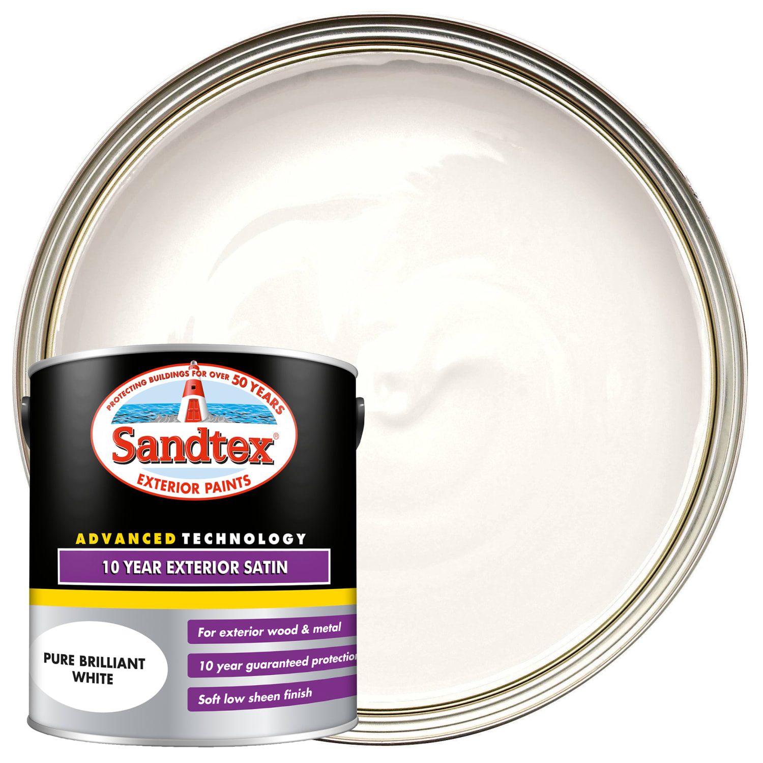 Sandtex exterior satin brilliant white Clearance