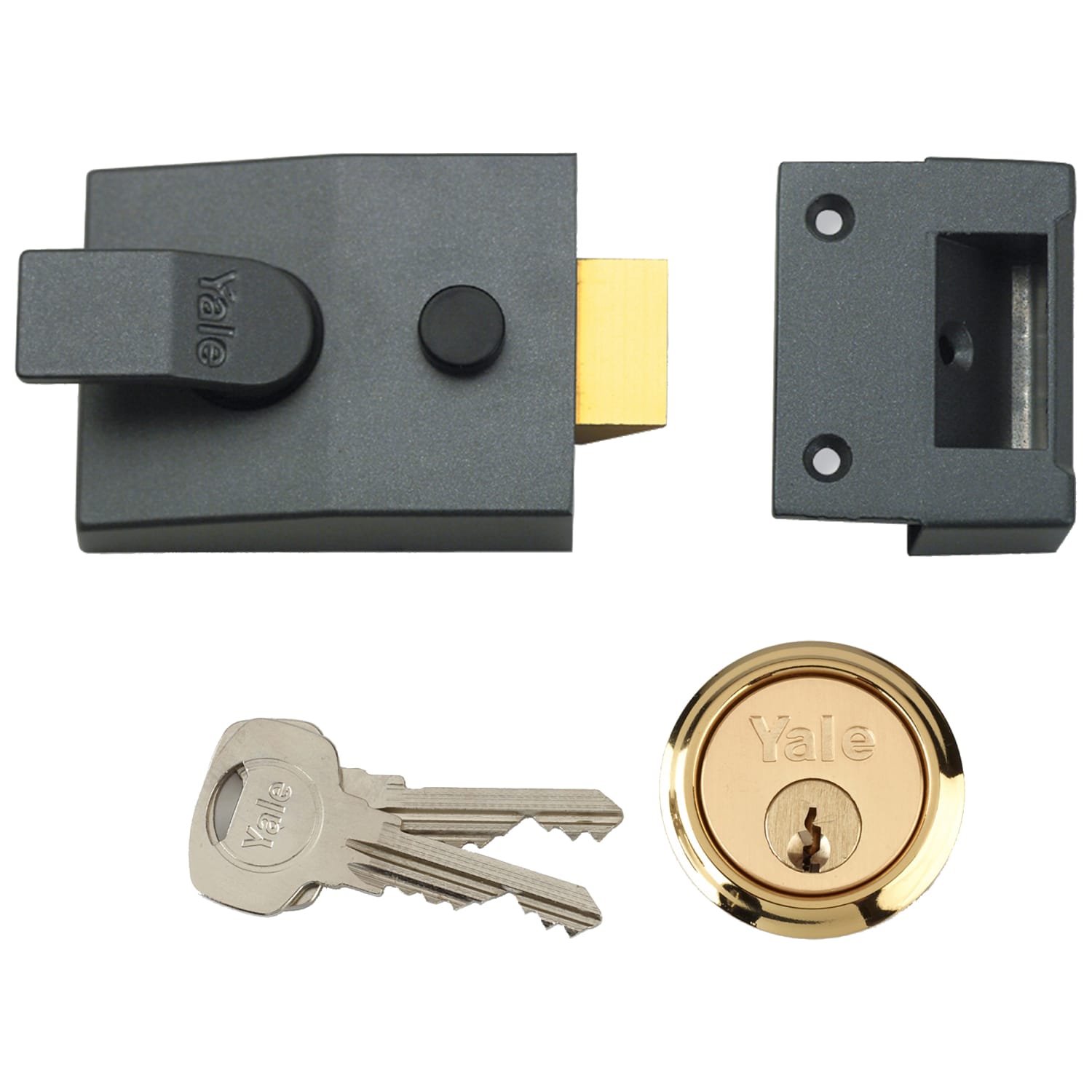 Yale P-89-DMG-PB-60 89 Grey & Brass Deadlocking Nightlatch - 60mm