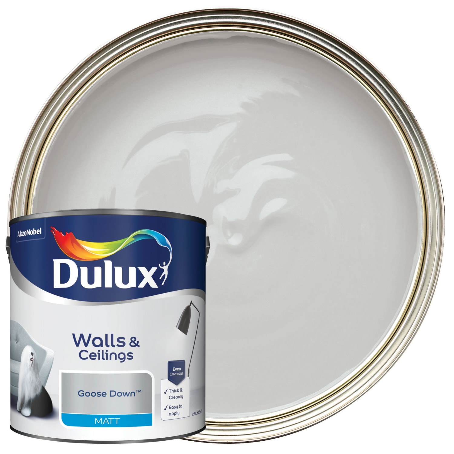 Dulux Matt Emulsion Paint Goose Down 2.5L Wickes