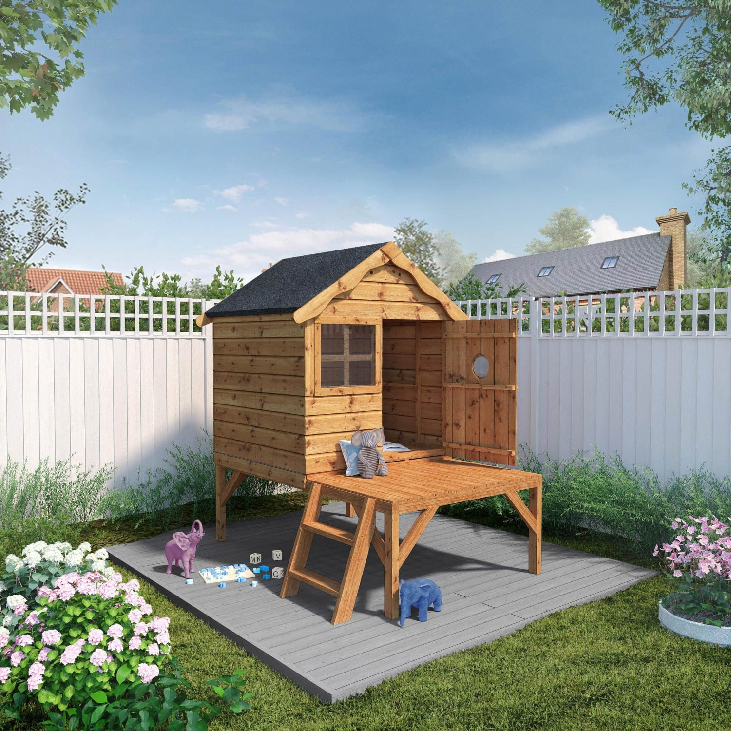 Mercia 6 x 5 ft Timber Snug Playhouse with Tower Wickes