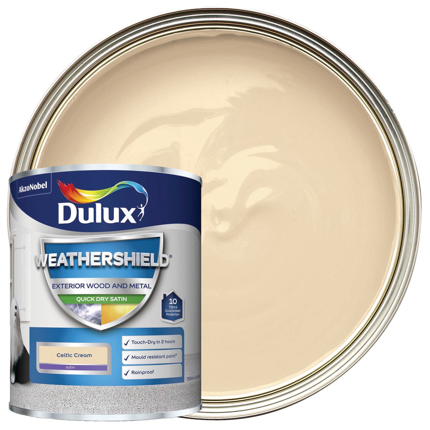 Dulux Weathershield Quick Dry Satin Celtic Cream 750ml