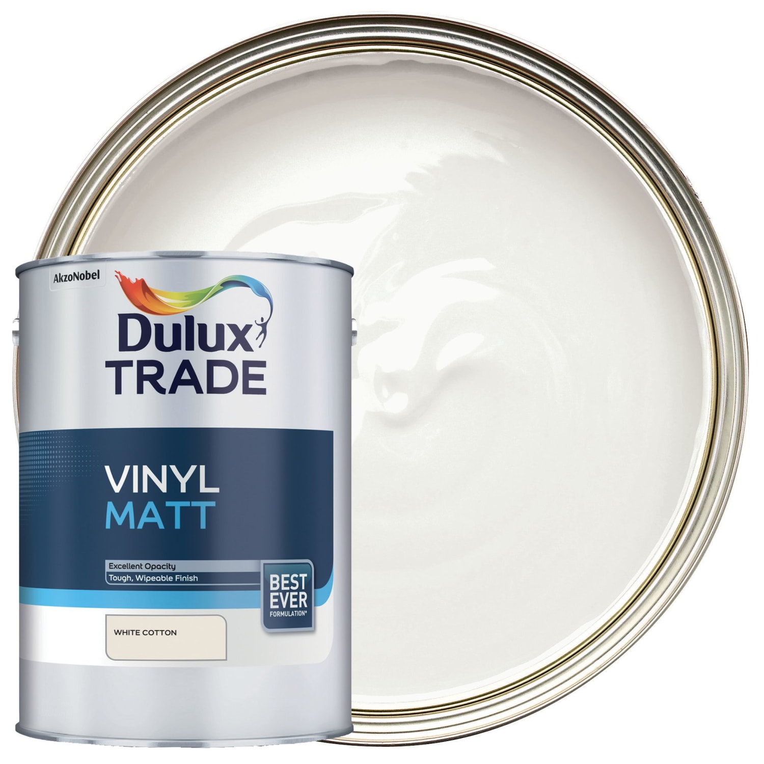 Dulux Trade Vinyl Matt Emulsion Paint White Cotton 5L Wickes