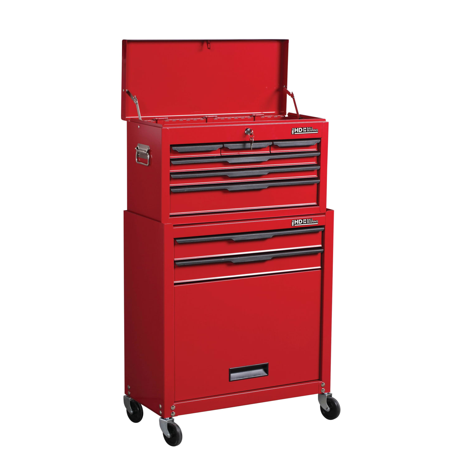 Hilka Heavy Duty 8 Drawer Tool Chest and Cabinet Combination Set - Red