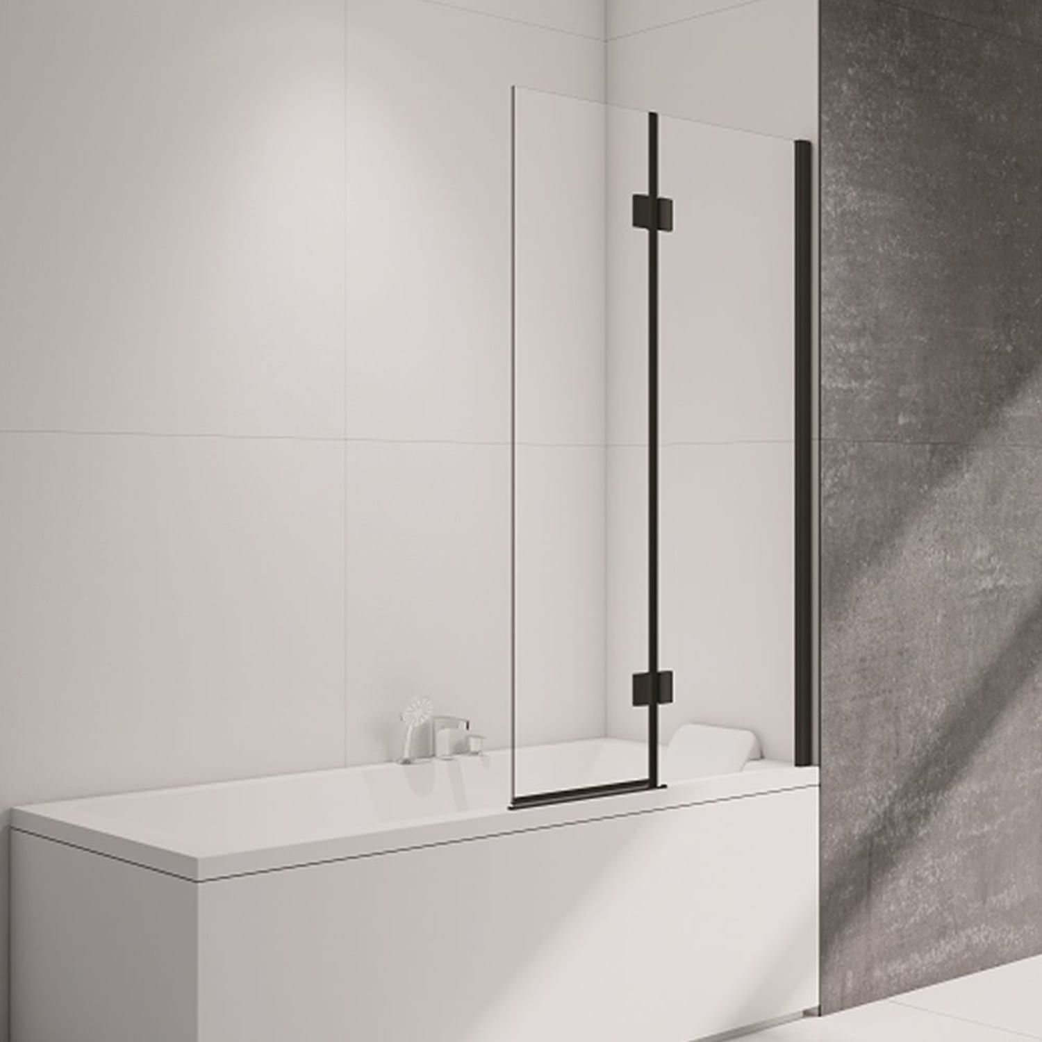 Nexa By Merlyn 8mm 2 Panel Square Hinged Right Hand Black Bath