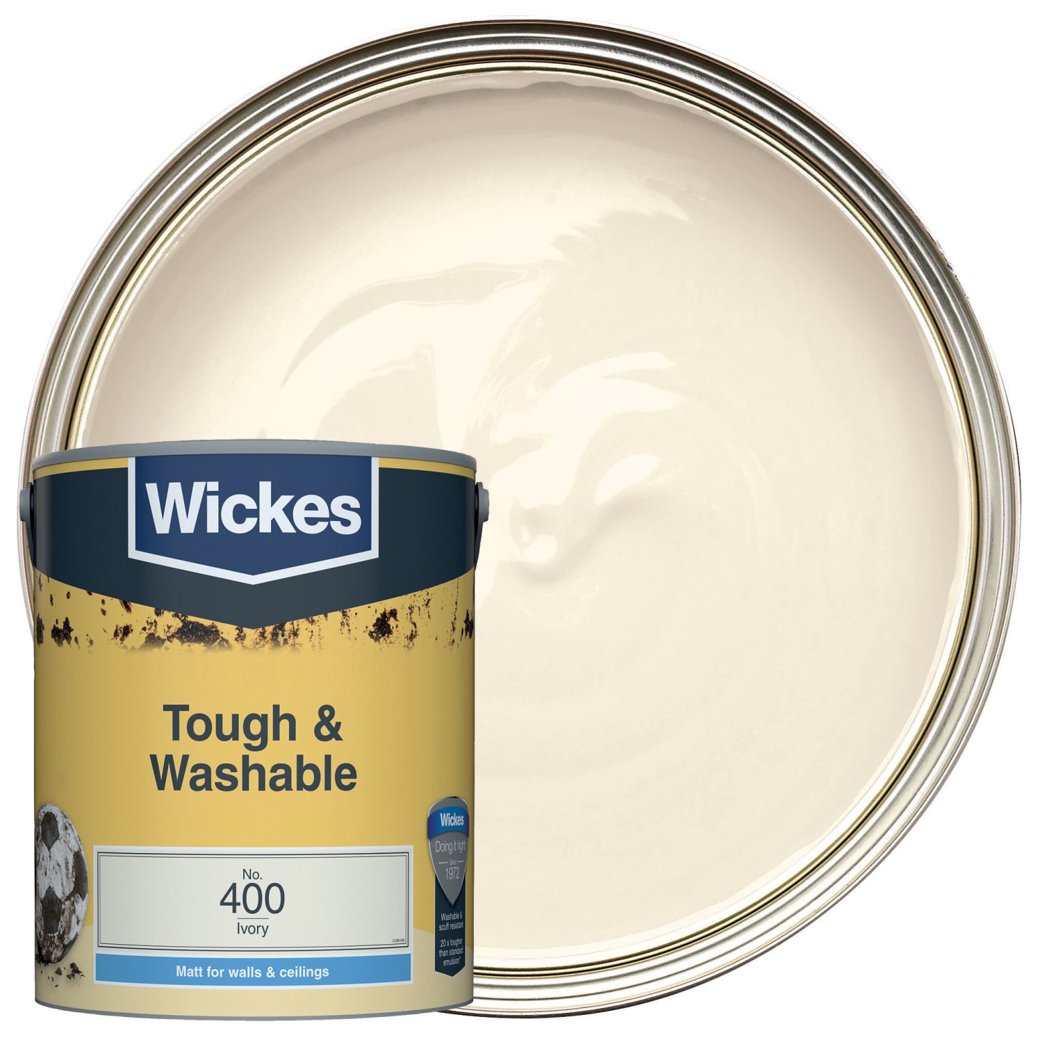 Wickes Tough Washable Matt Emulsion Paint Ivory No.400 5L
