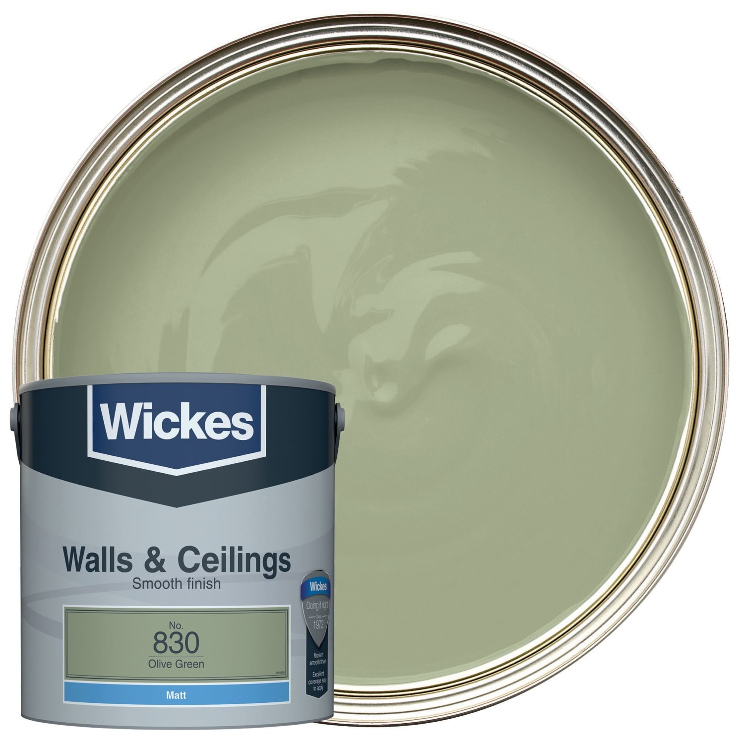 Wickes Vinyl Matt Emulsion Paint Olive Green No.830 2.5L