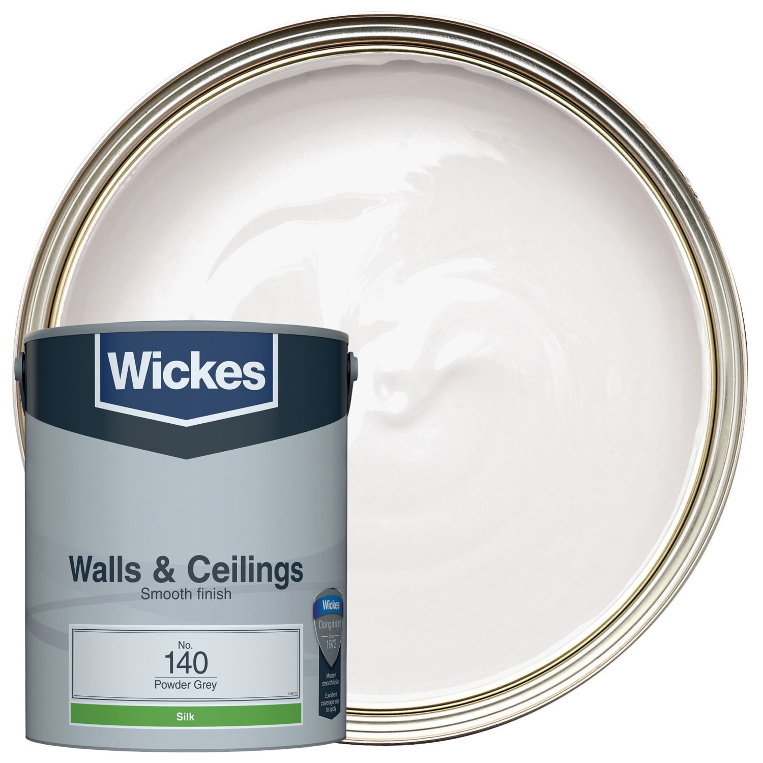 Wickes Vinyl Silk Emulsion Paint Powder Grey No.140 5L