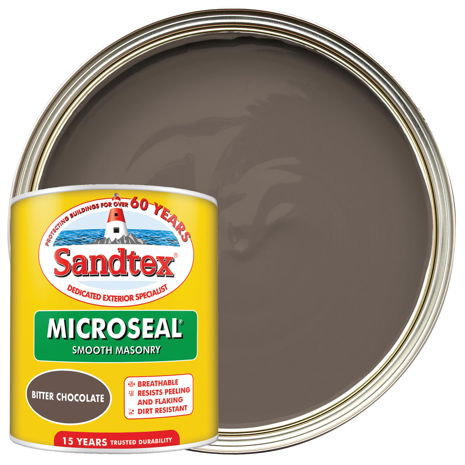 Sandtex Microseal Ultra Smooth Weatherproof Masonry 15 Year Exterior Wall  Paint - Bitter Chocolate - 1L | Wickes.co.uk