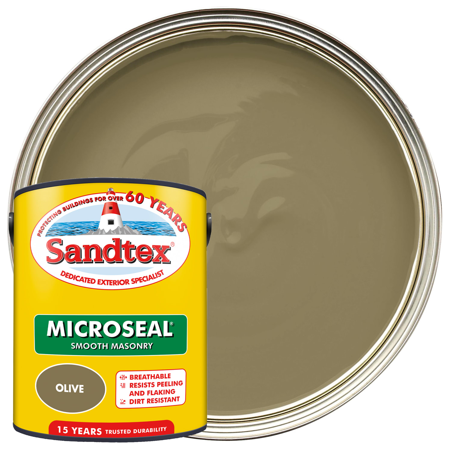 Sandtex Microseal Ultra Smooth Weatherproof Masonry 15 Year Exterior Wall  Paint - Olive - 5L | Wickes.co.uk
