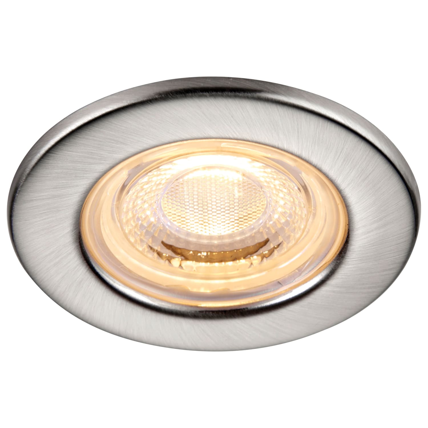 Saxby Integrated LED Fire Rated IP65 Brushed Nickel Fixed Warm