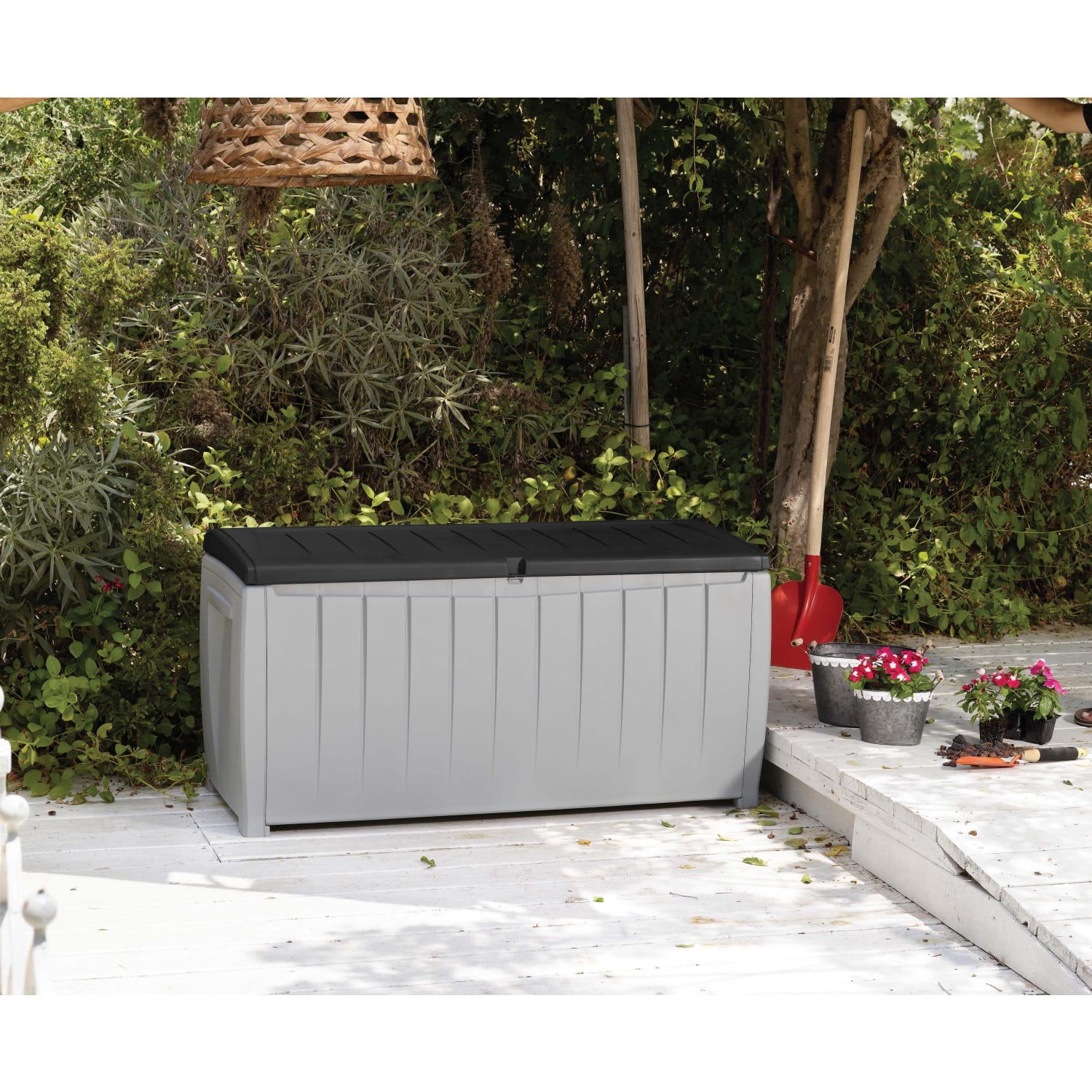 Keter Novel Deluxe 340L Outdoor Garden Storage Box Graphite