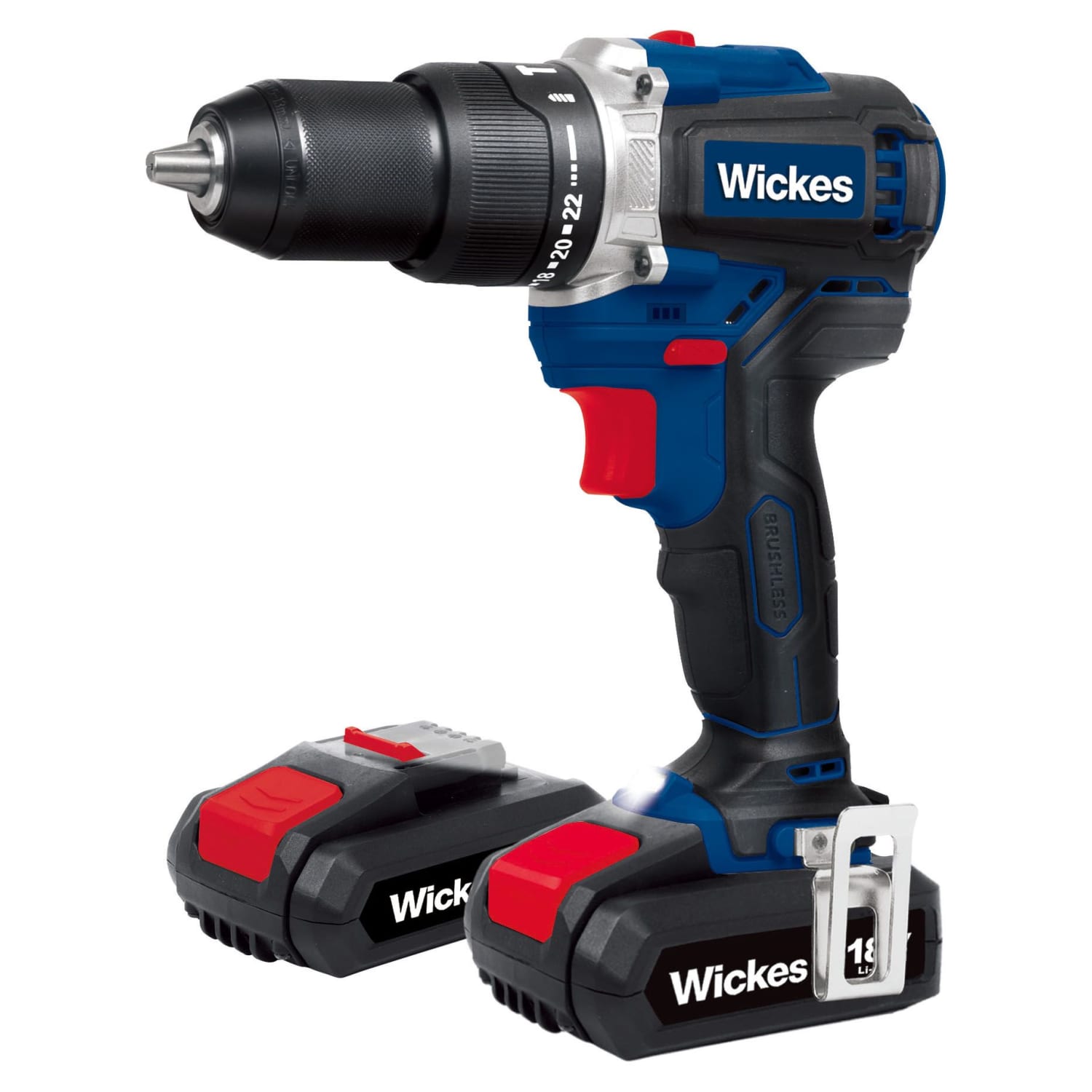 Wickes 18V 2 x 2.0Ah Li ion Cordless Brushless Combi Drill