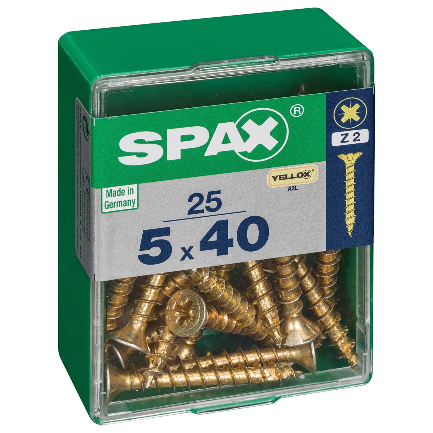 Spax Pz Countersunk Yellox Screws 5x40mm Pack Of 25 Wickes