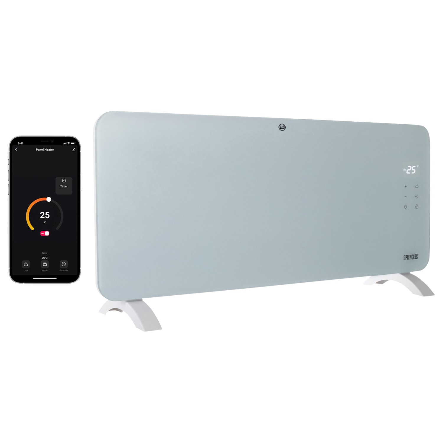 Princess Smart Glass Panel Heater 2000W White | Wickes.co.uk
