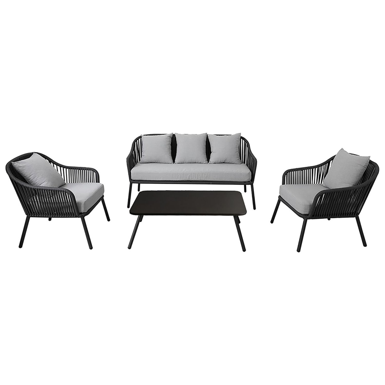 Charles Bentley 4 Seater Rope Metal Garden Lounge Set Wickes