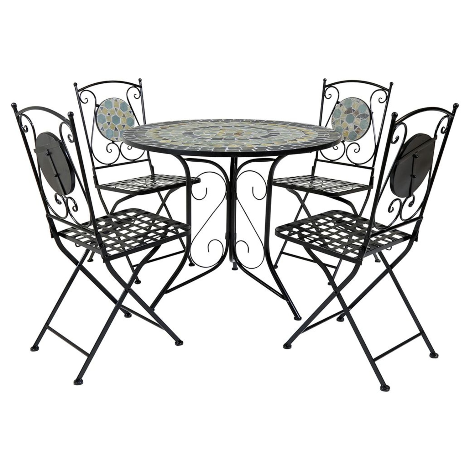 Charles bentley wrought iron bistro set grey best sale