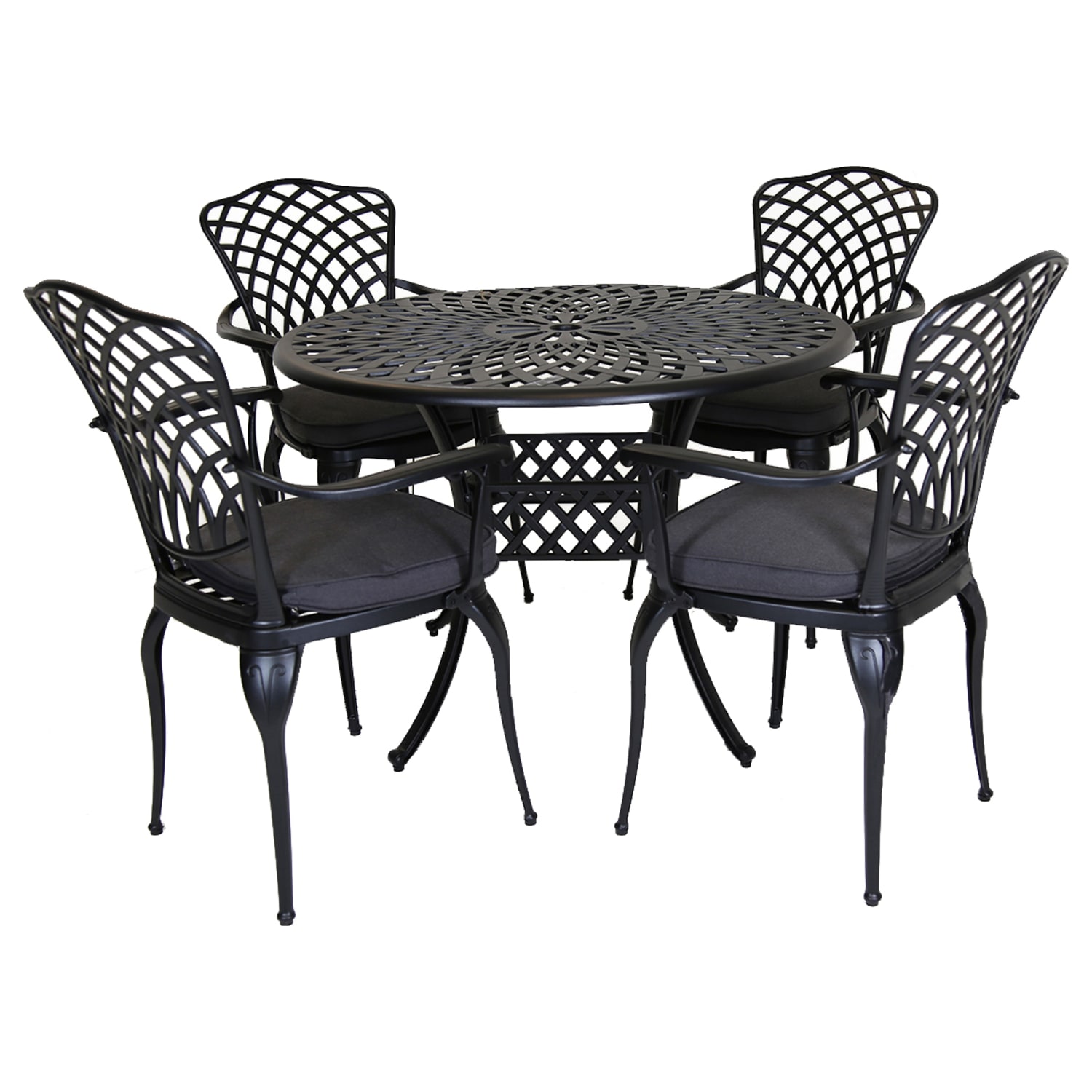 Charles Bentley 4 Seater Cast Aluminium Garden Dining Set Grey