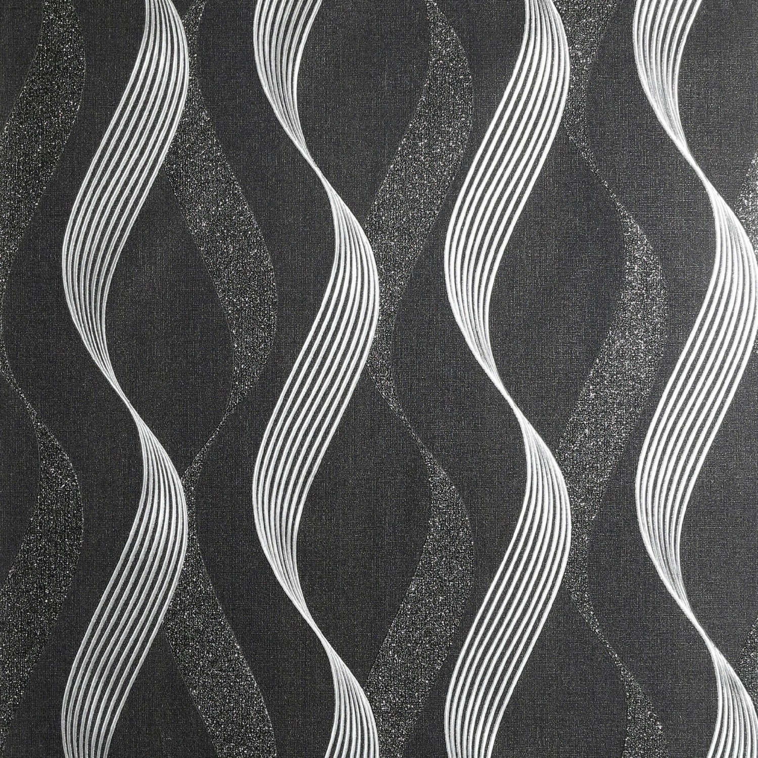 Arthouse Luxe Ribbon Black & Silver Wallpaper  x 53cm 