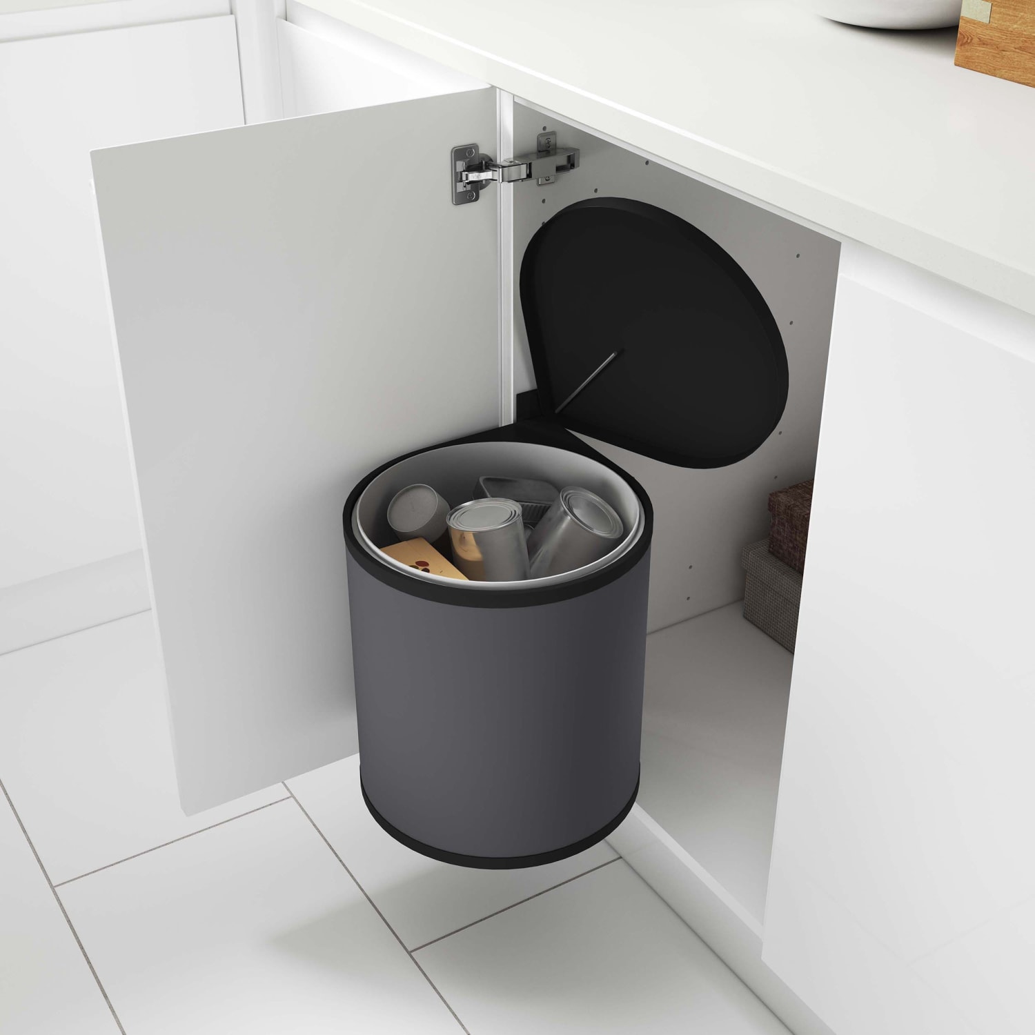 Integrated Corner Bin - Grey