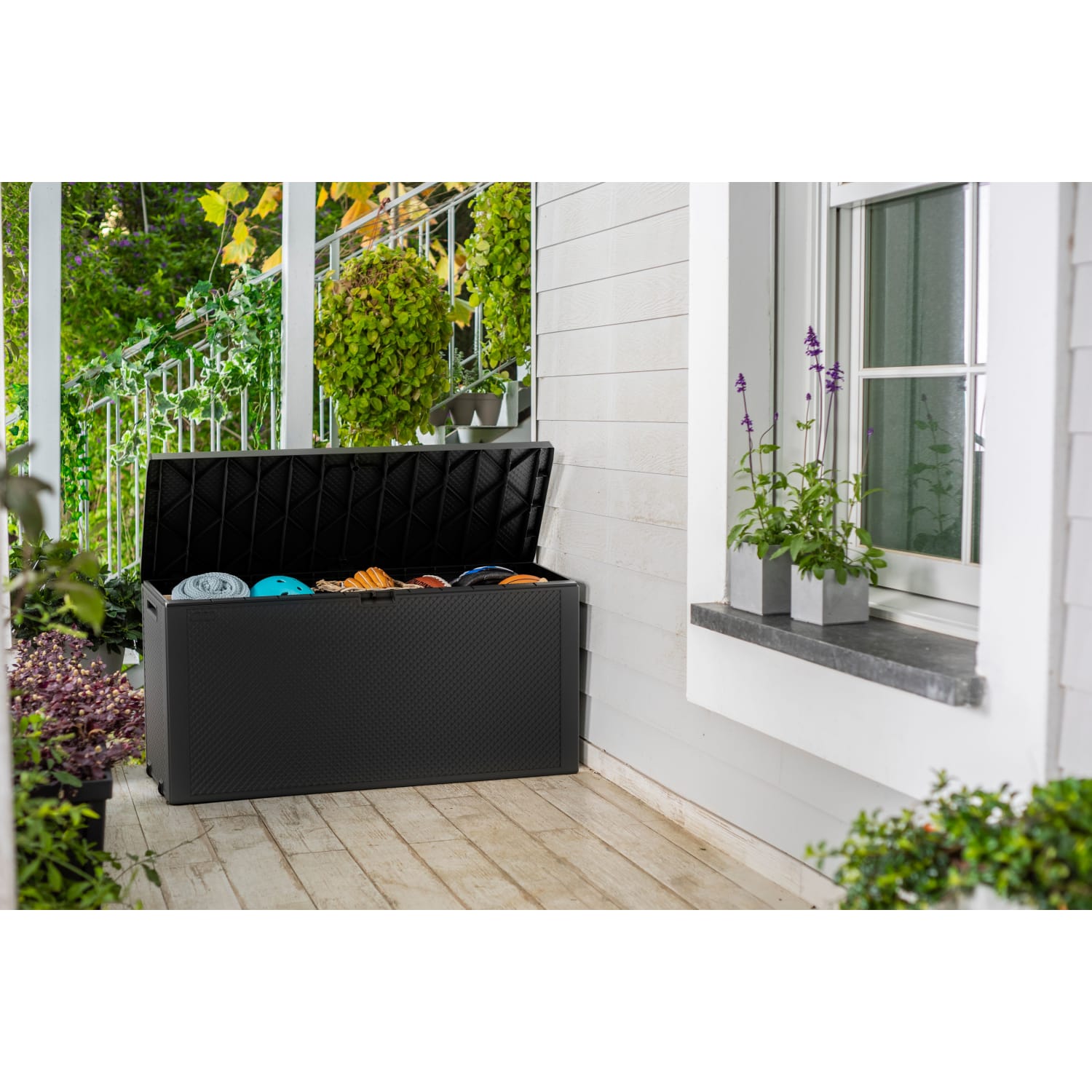 Keter Emily 277L Outdoor Garden Storage Box Graphite Wickes