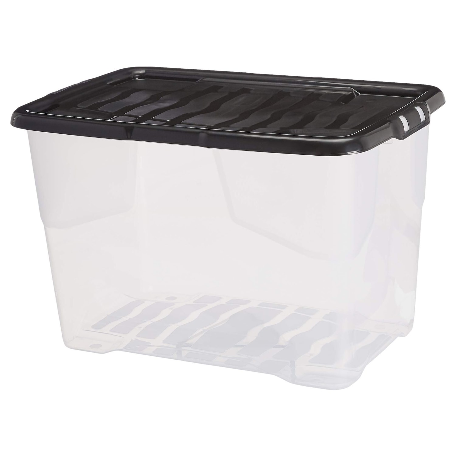 Strata Heavy duty Black 60L Plastic Stackable Storage box & Lid