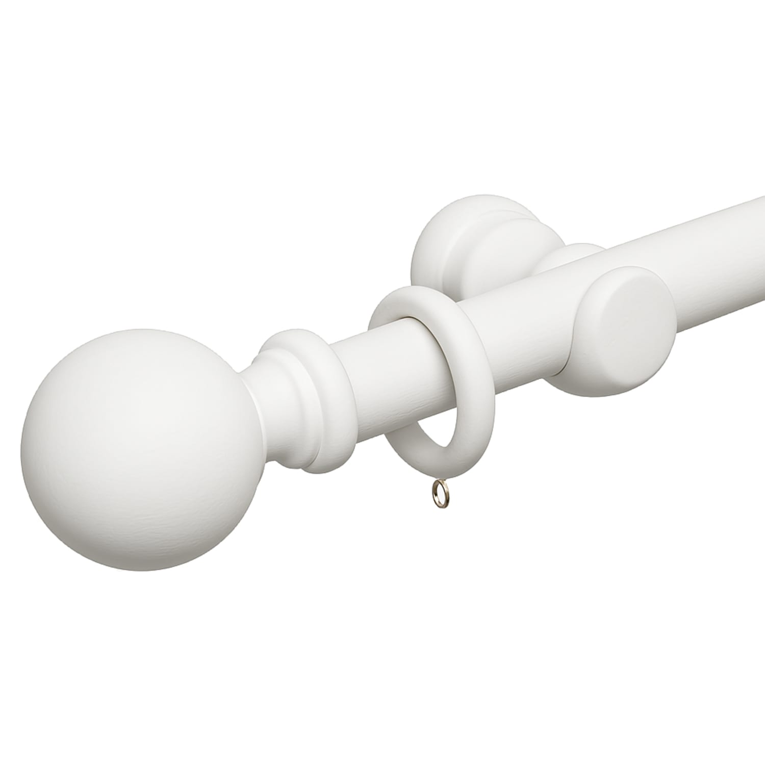 White wooden store curtain pole
